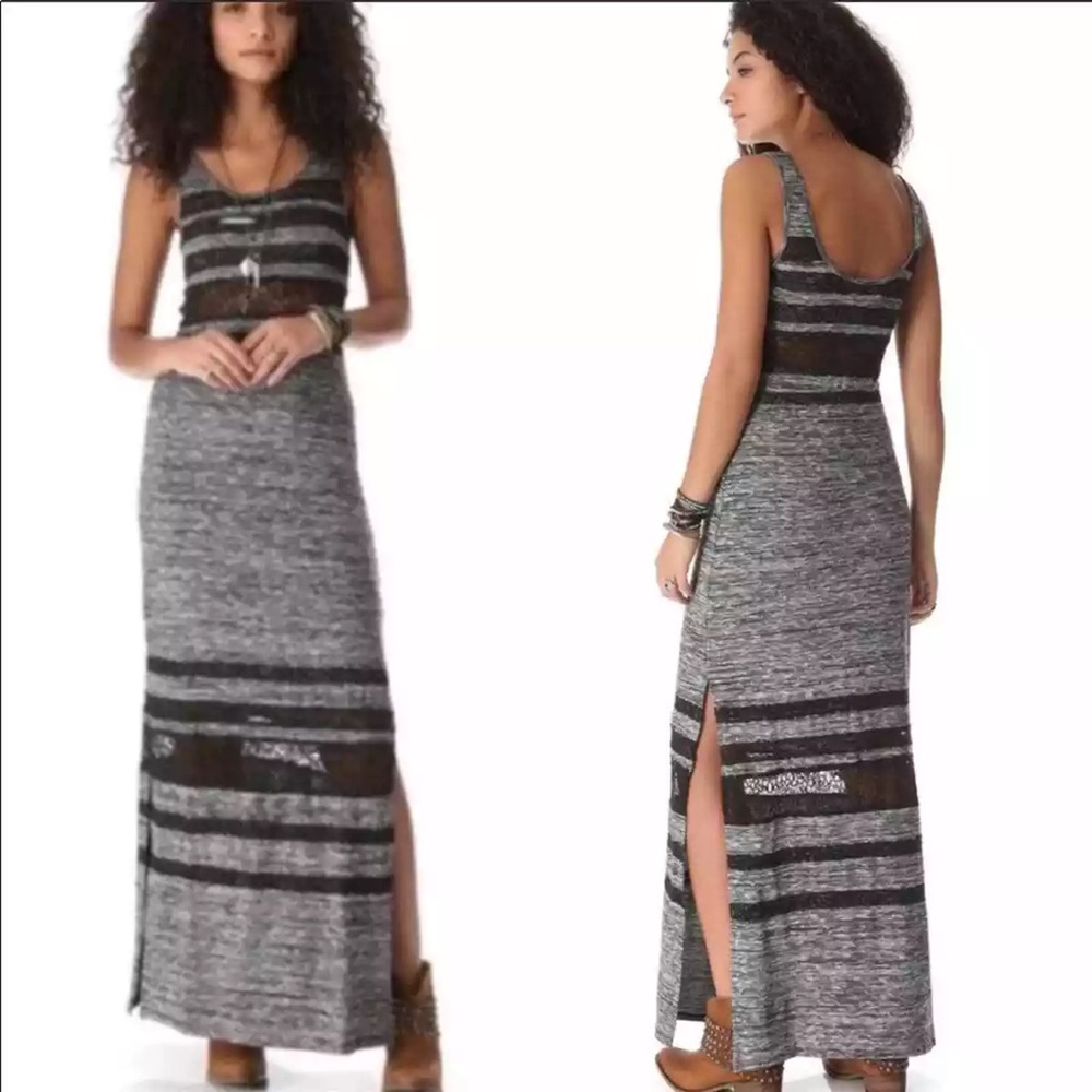 Free people hazy days, space dyed grey and lace Maxi dress, Size small - Picture 2 of 11